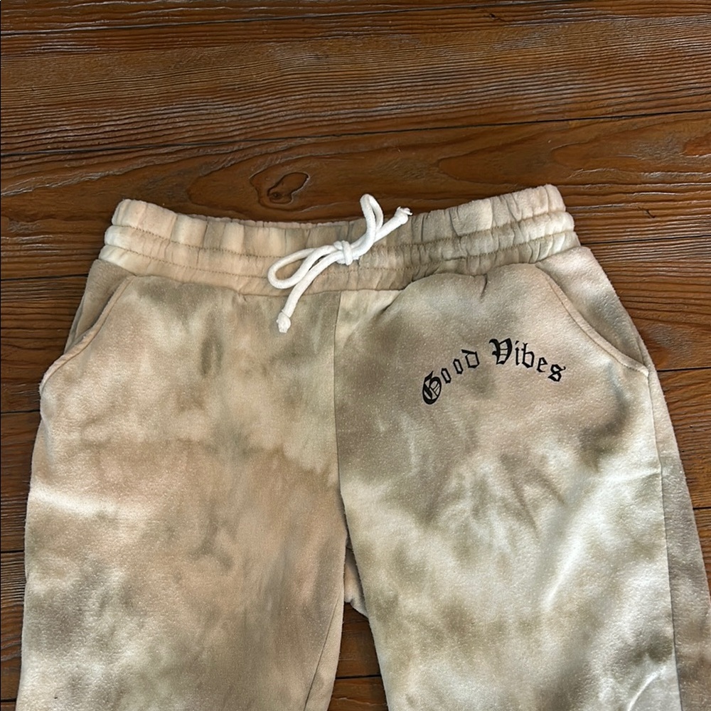 Tie Dye Joggers with 'Good Vibes' Print